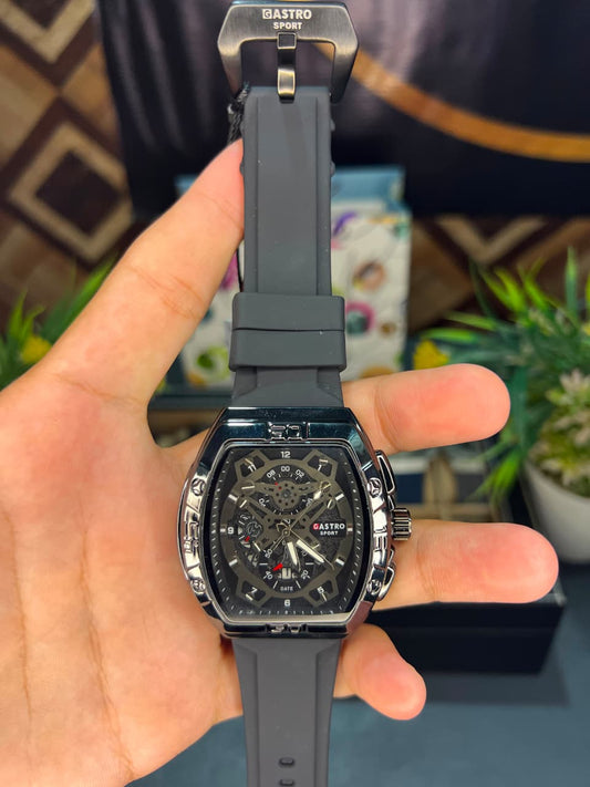 Gastro Sports Tonneau Automatic Watch with Silicon Strap