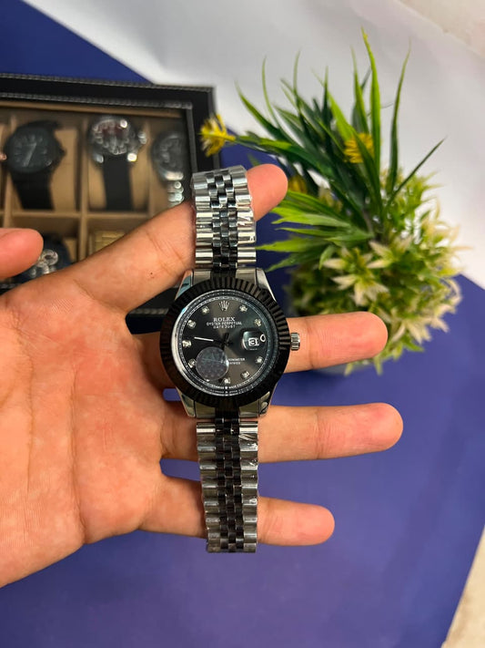 Rolex Oyster Perpetual Datejust Black Dial Stainless Steel Men's Watch