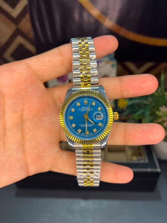 Rolex Oyster Perpetual Datejust Two-Tone Blue Dial Men's Watch